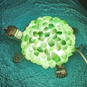 114x66x55mm, Green Aventurine Turtle Lamp, USB connector, Off/On Switch, NWT!